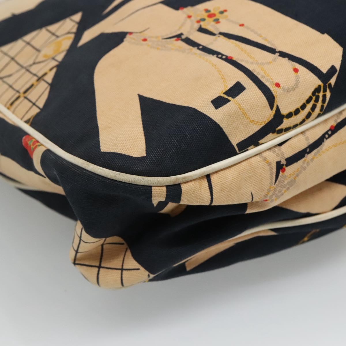 CHANEL Mademoiselle Tote Bag Canvas Navy CC Auth 110544A