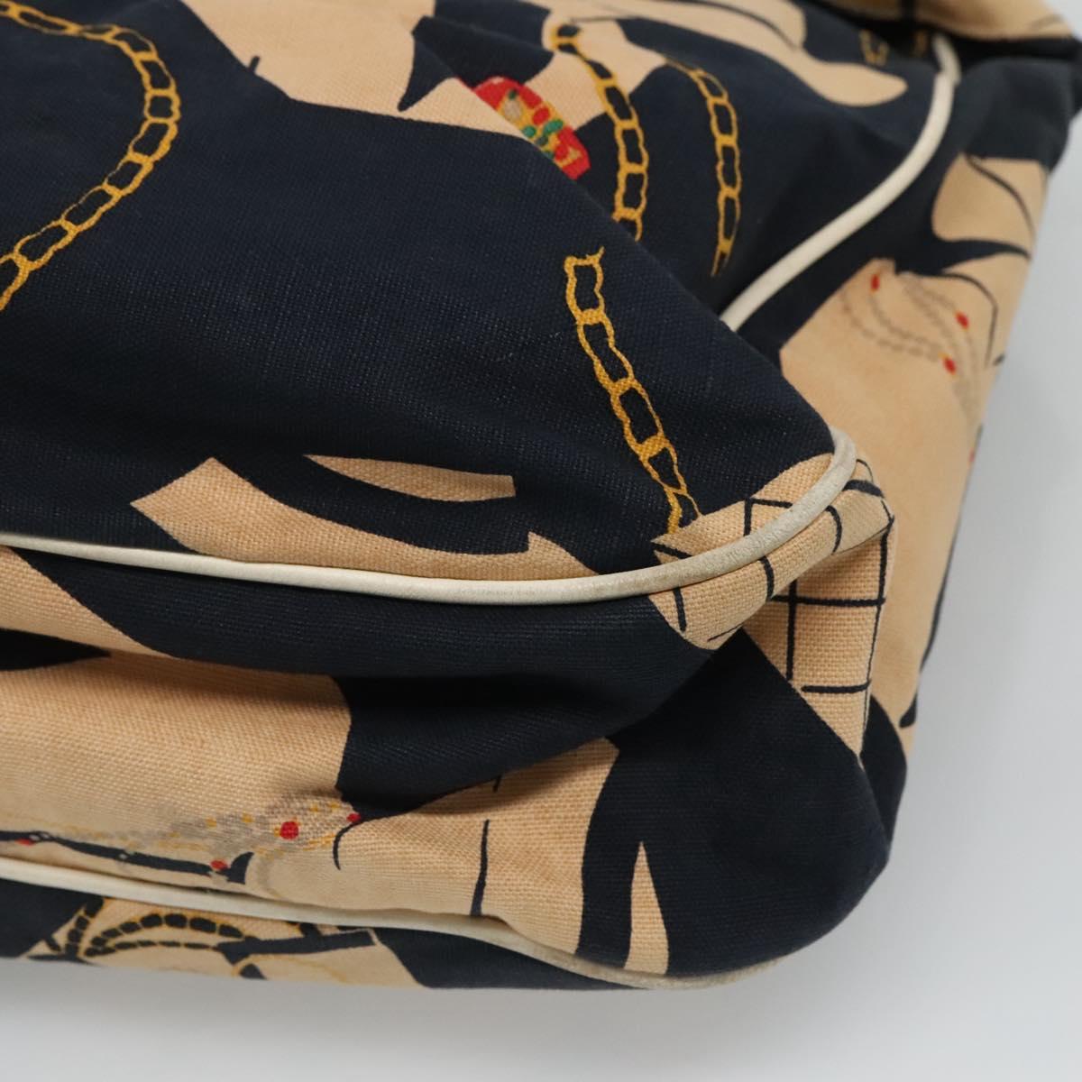 CHANEL Mademoiselle Tote Bag Canvas Navy CC Auth 110544A