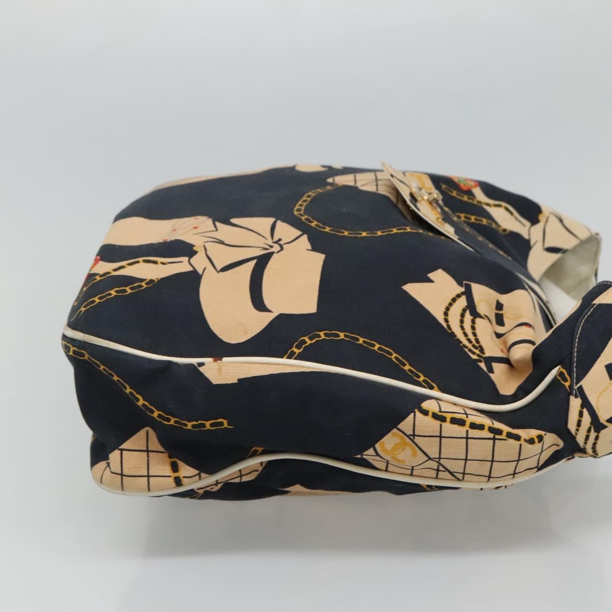 CHANEL Mademoiselle Tote Bag Canvas Navy CC Auth 110544