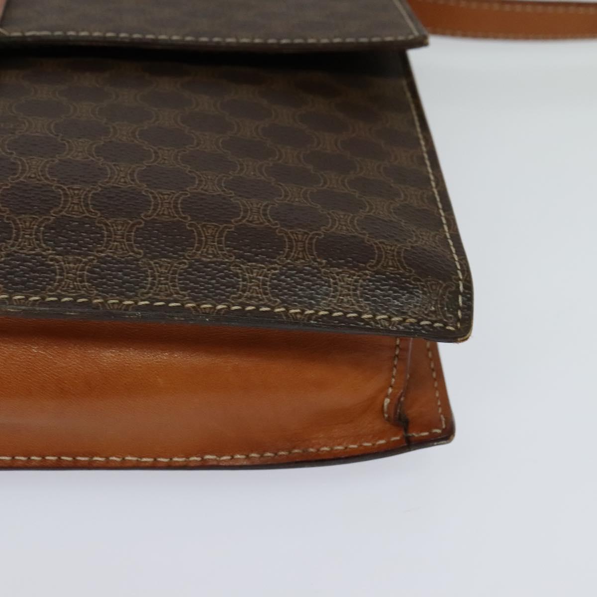 CELINE Macadam Canvas Shoulder Bag PVC Leather Brown Auth 110551