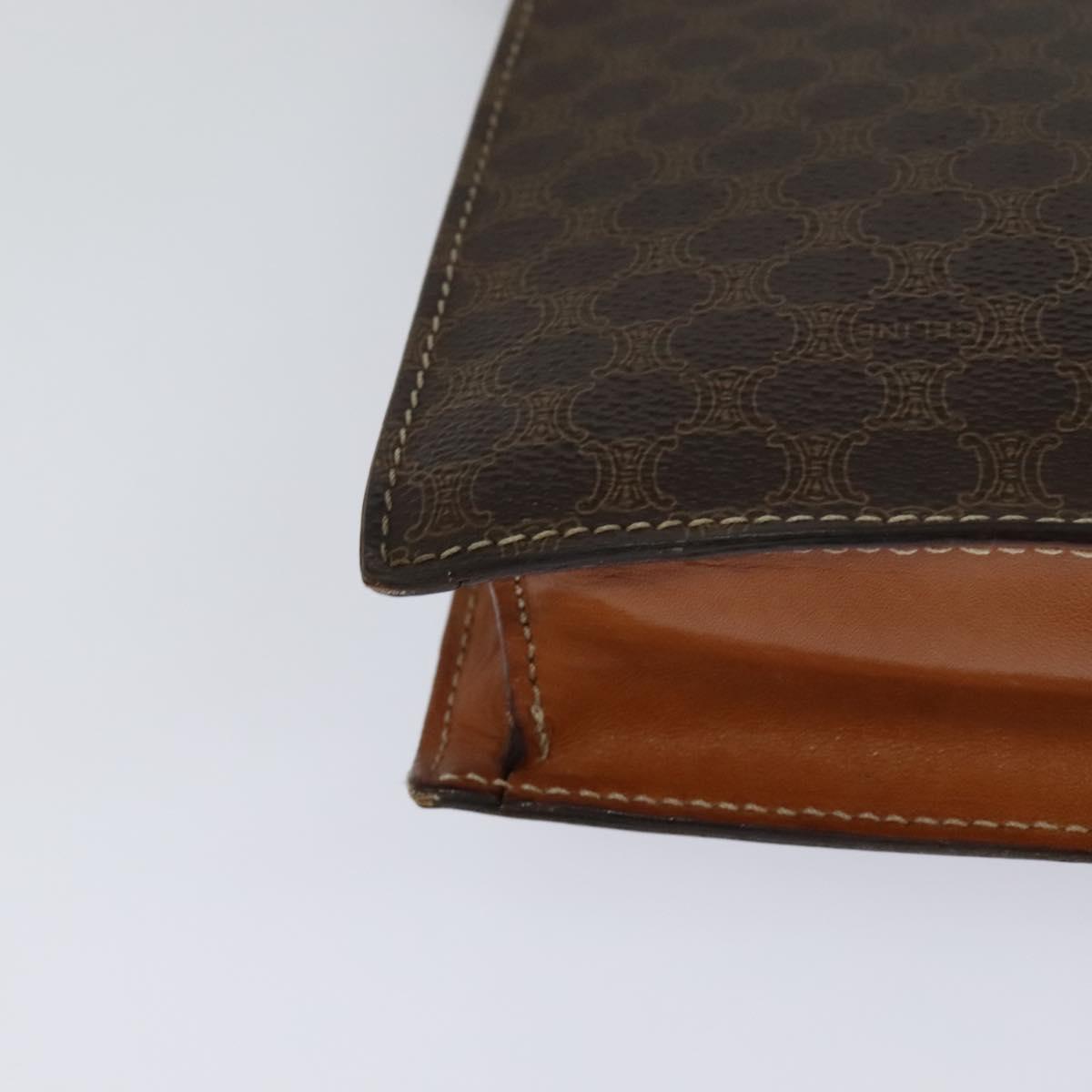 CELINE Macadam Canvas Shoulder Bag PVC Leather Brown Auth 110551