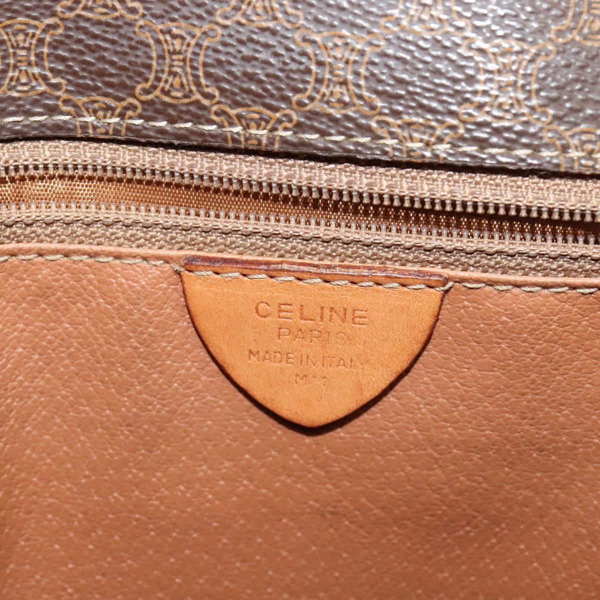 CELINE Macadam Canvas Shoulder Bag PVC Leather Brown Auth 110551