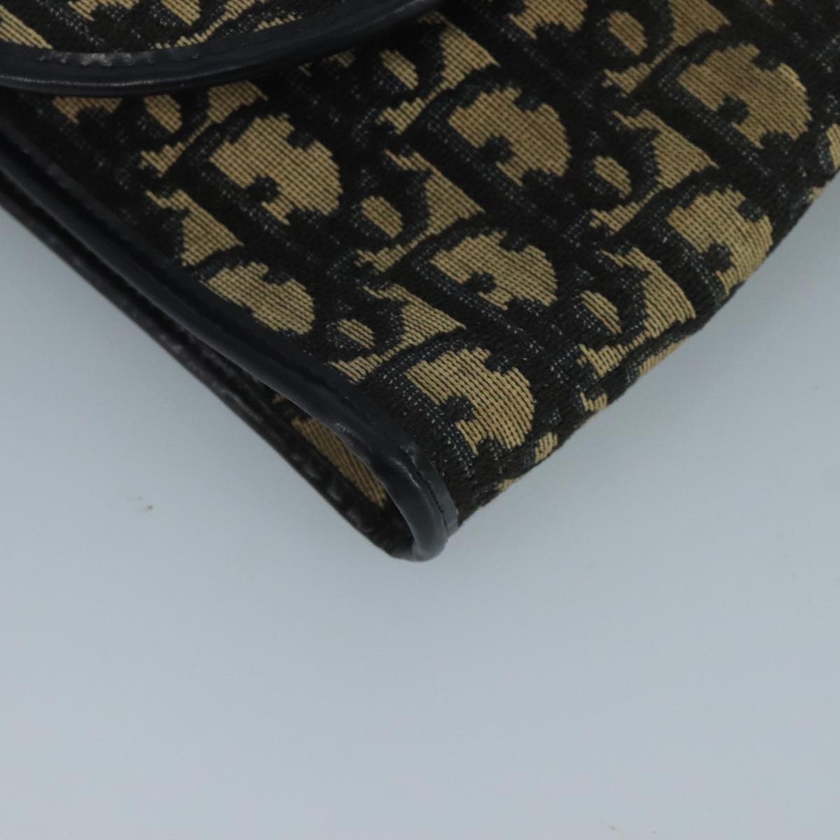 Christian Dior Trotter Canvas Shoulder Bag Navy Gold Auth 110661