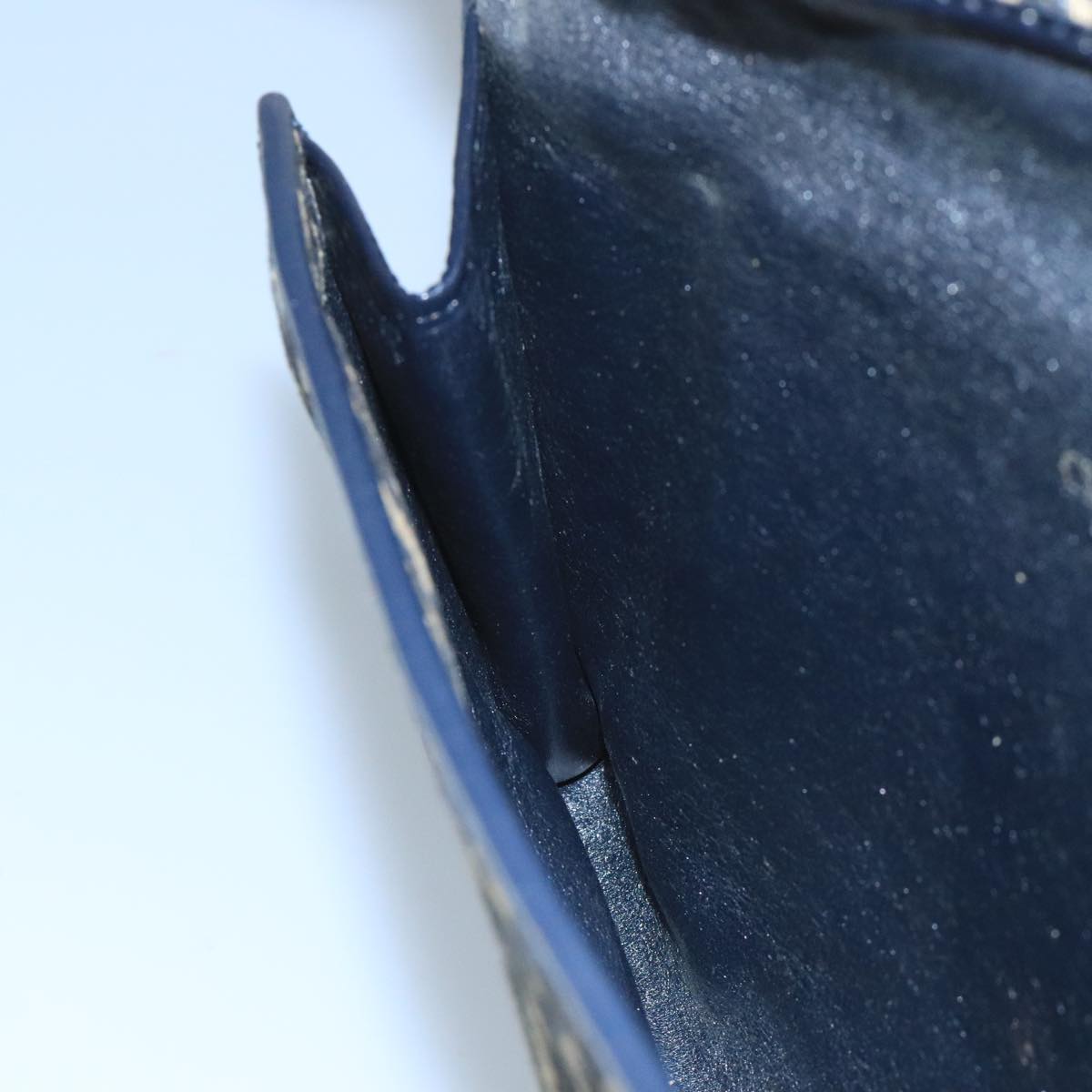 Christian Dior Trotter Canvas Shoulder Bag Navy Gold Auth 110661