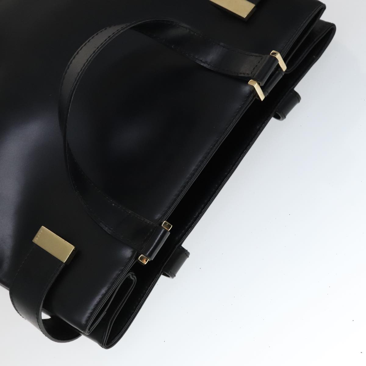 GUCCI Hand Bag Leather 2way Black Gold 000 2046 0562 Auth 110671