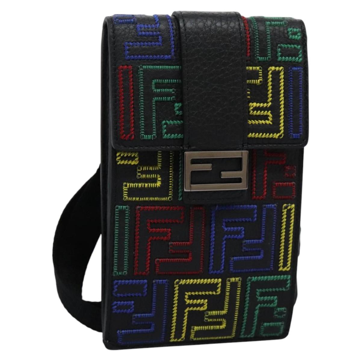FENDI Zucca Canvas Smartphone Pochette Pouch Black Auth 110673V