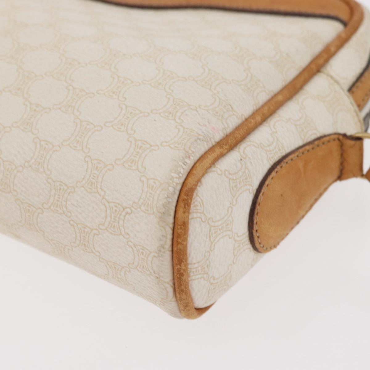 CELINE Macadam Canvas Shoulder Bag PVC Leather White Auth 110698