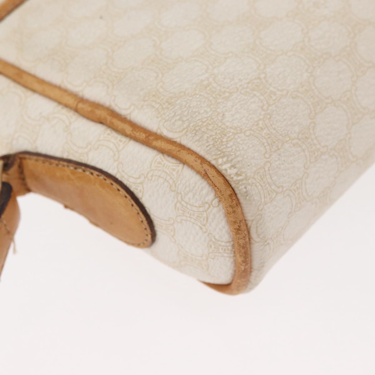 CELINE Macadam Canvas Shoulder Bag PVC Leather White Auth 110698