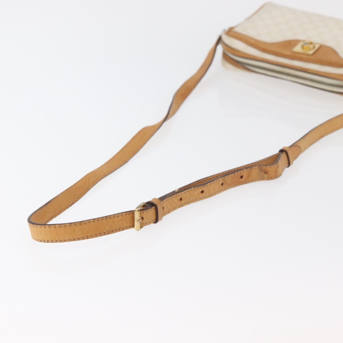 CELINE Macadam Canvas Shoulder Bag PVC Leather White Auth 110698