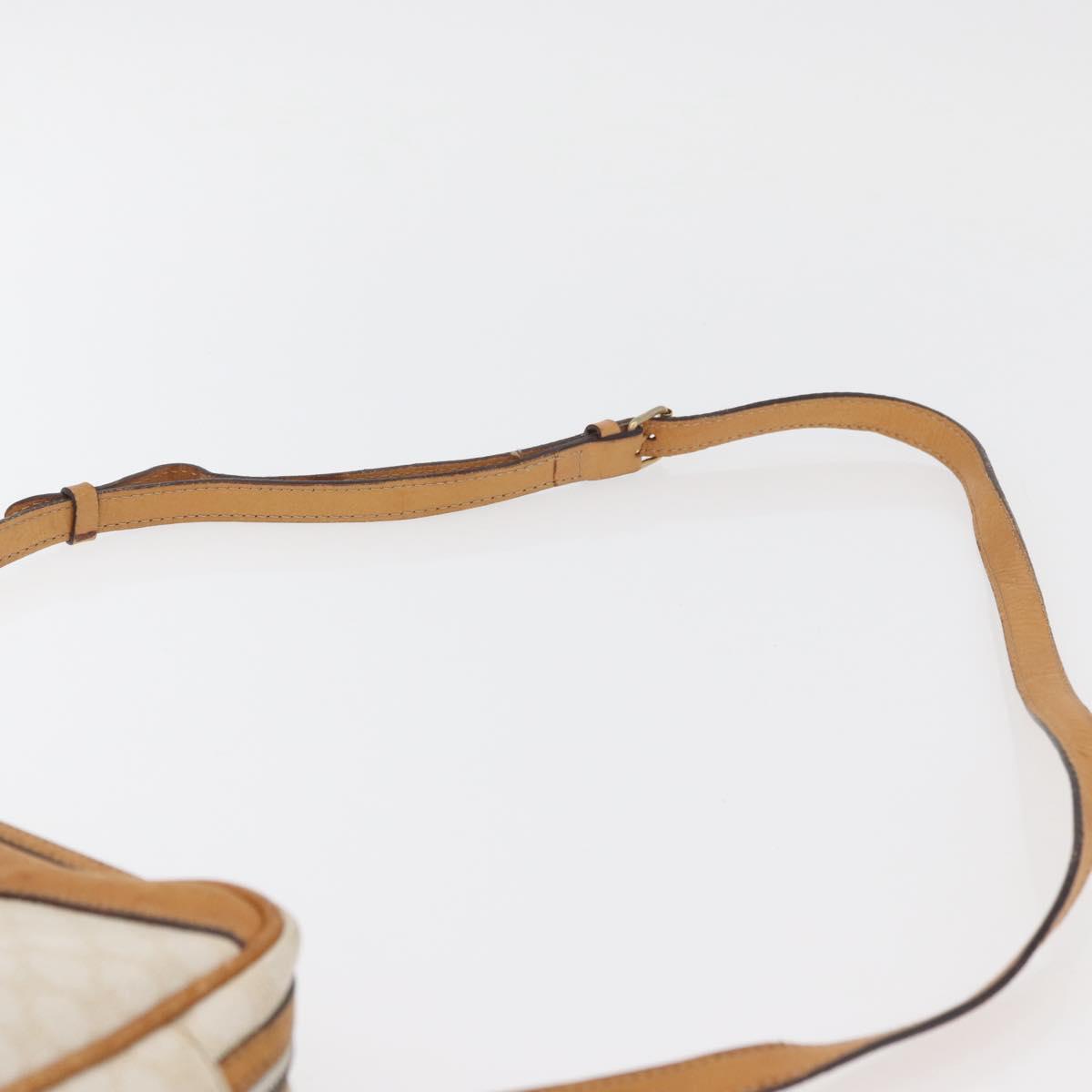 CELINE Macadam Canvas Shoulder Bag PVC Leather White Auth 110698