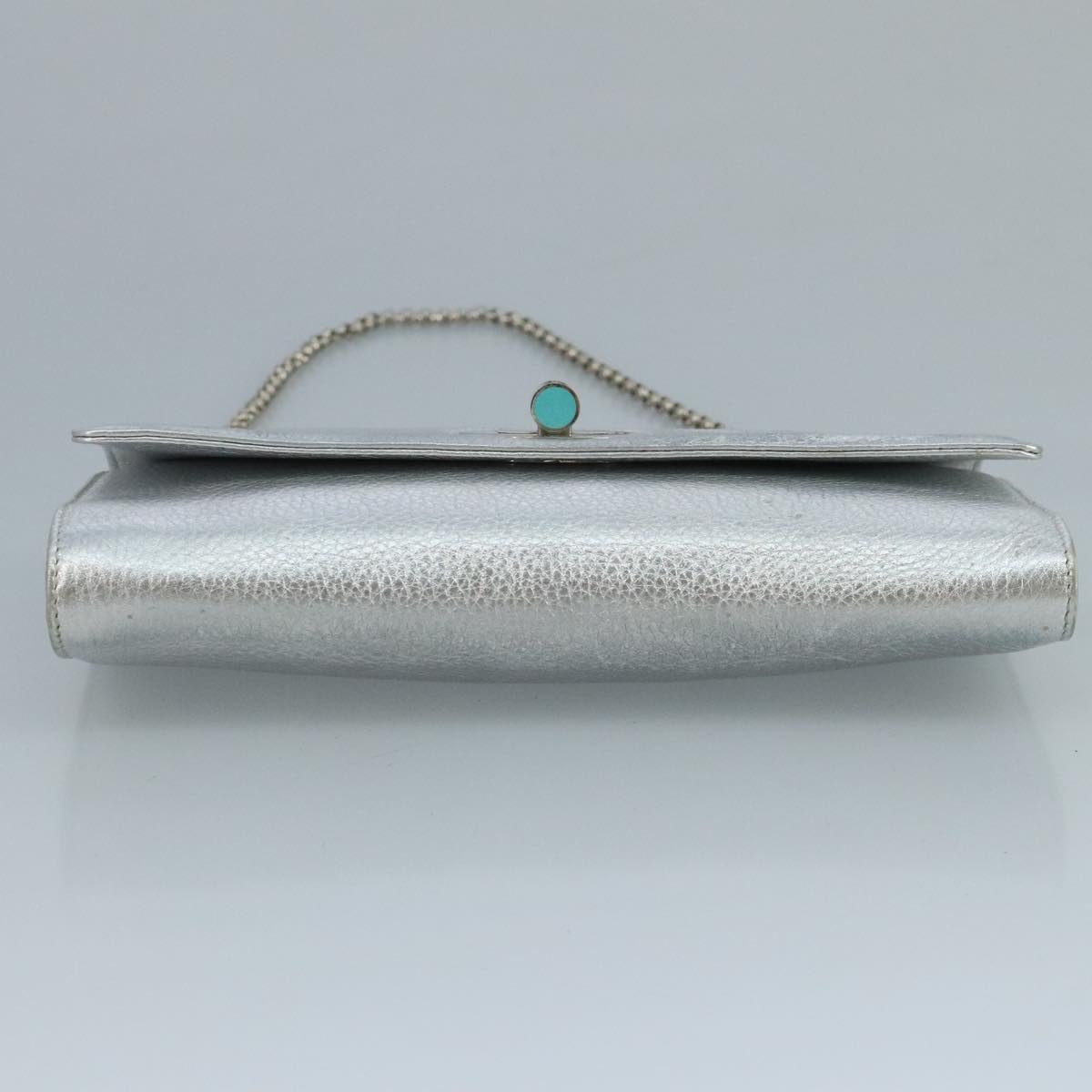 TIFFANY&Co. Chain Shoulder Bag Leather Silver Auth 110794