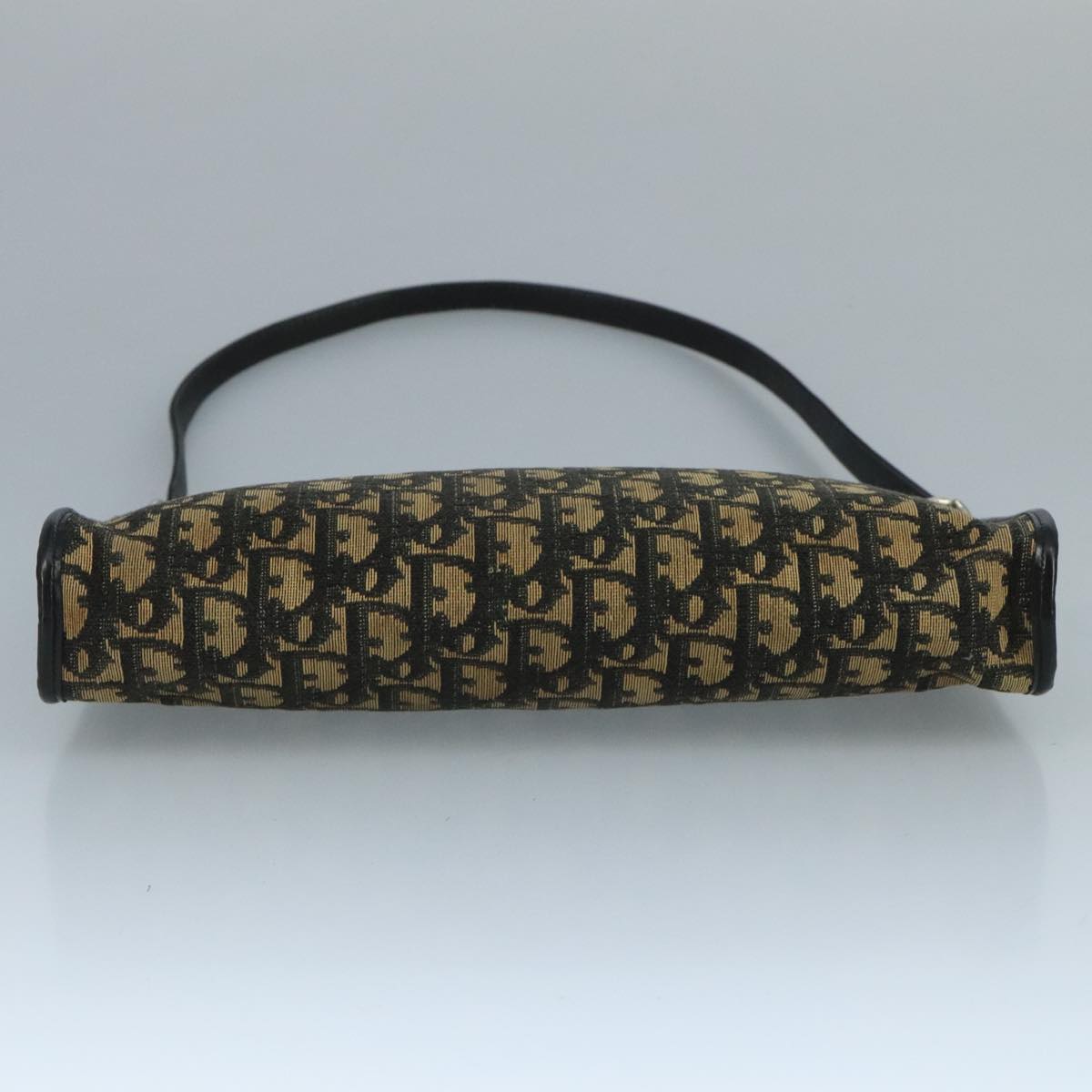 Christian Dior Trotter Canvas Shoulder Bag Navy Gold Auth 110806