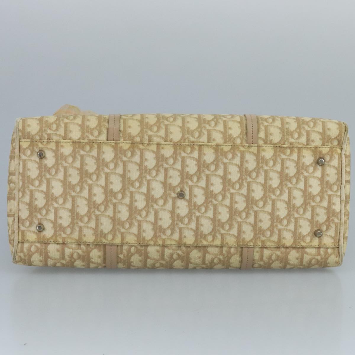 Christian Dior Trotter Canvas Trotter Rromantic Bag PVC Beige Silver Auth 110812