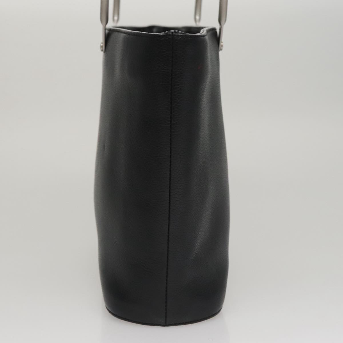 CHANEL Hand Bag Caviar Skin Black Silver CC Auth 110813