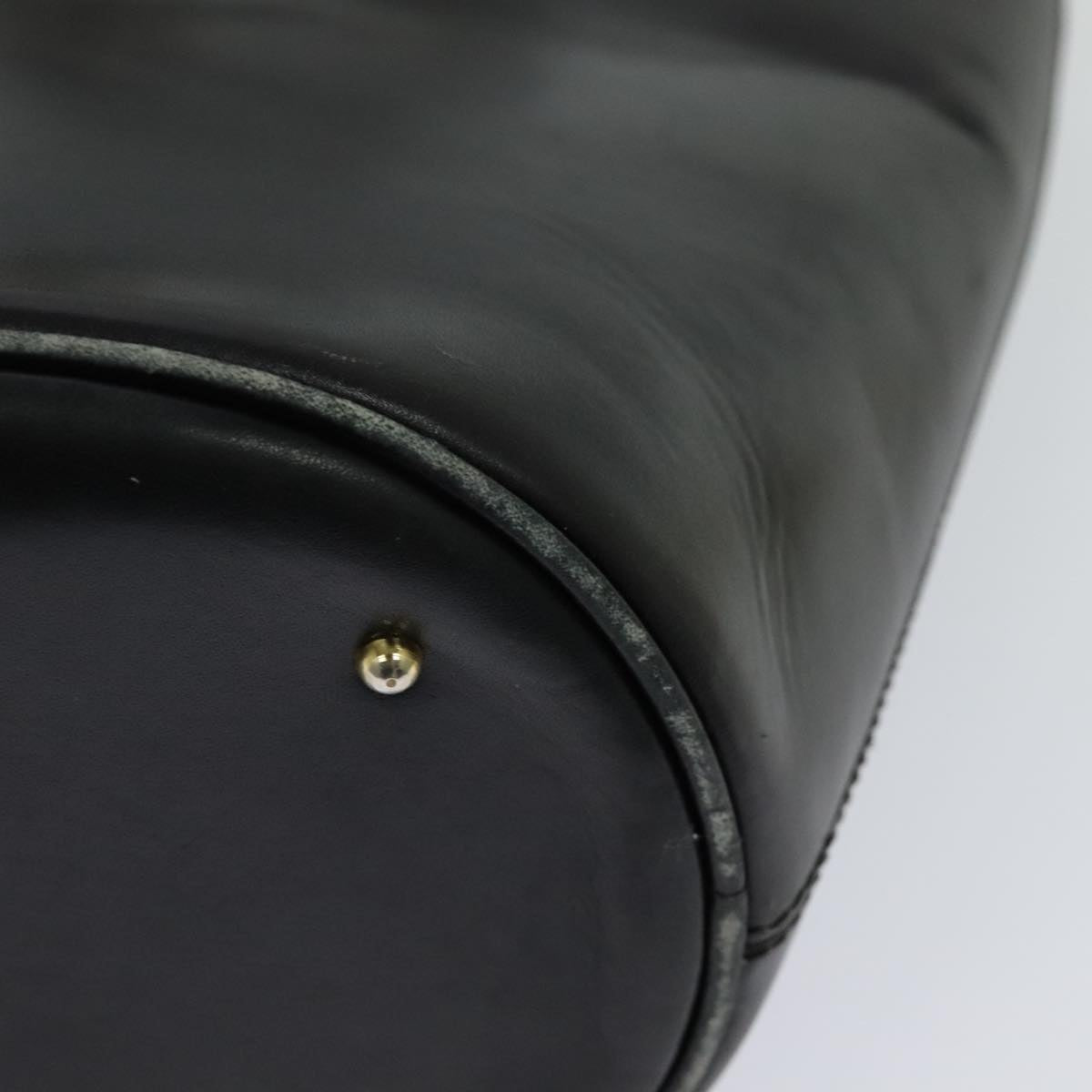 CELINE Chain Shoulder Bag Leather Black Gold Auth 110823