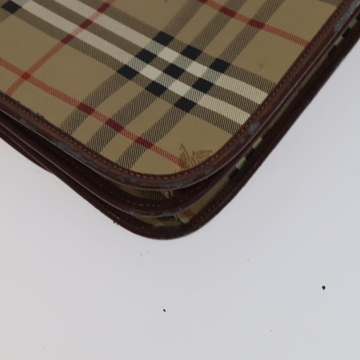 Burberrys Nova Check Shoulder Bag PVC Beige Brown gold Auth 110829