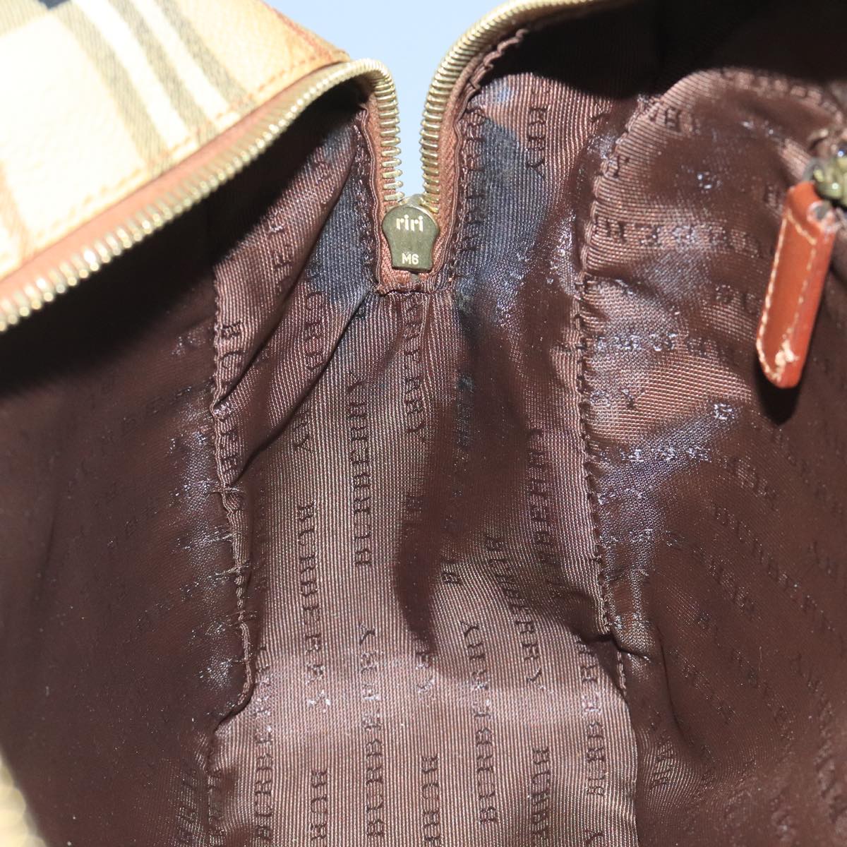 BURBERRY Nova Check Shoulder Bag PVC Beige Brown gold Auth 110832