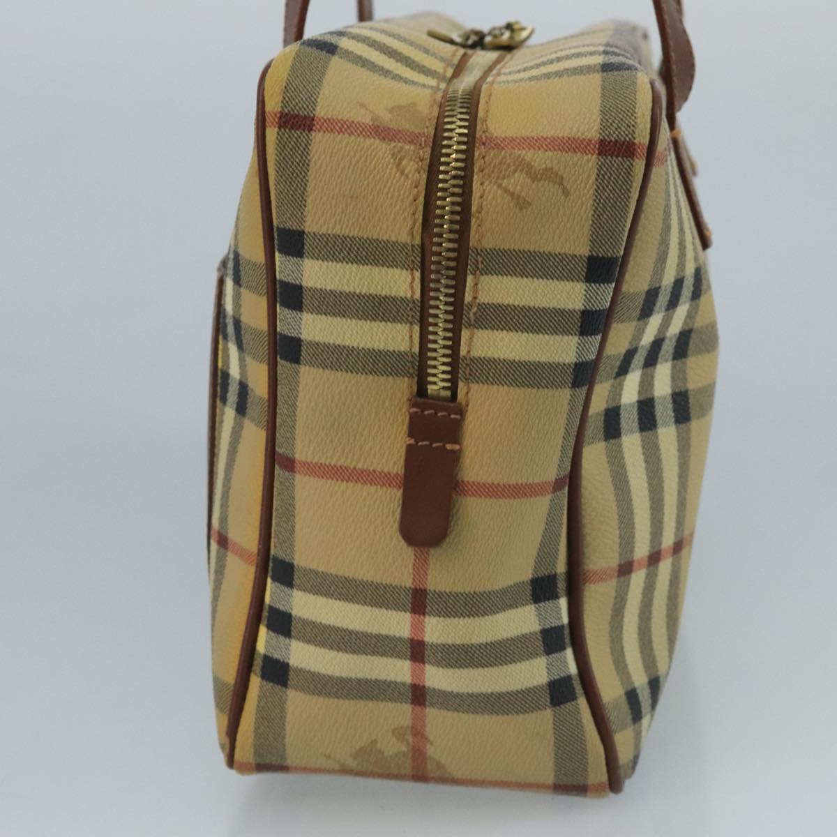 BURBERRY Nova Check Shoulder Bag PVC Beige Brown gold Auth 110832