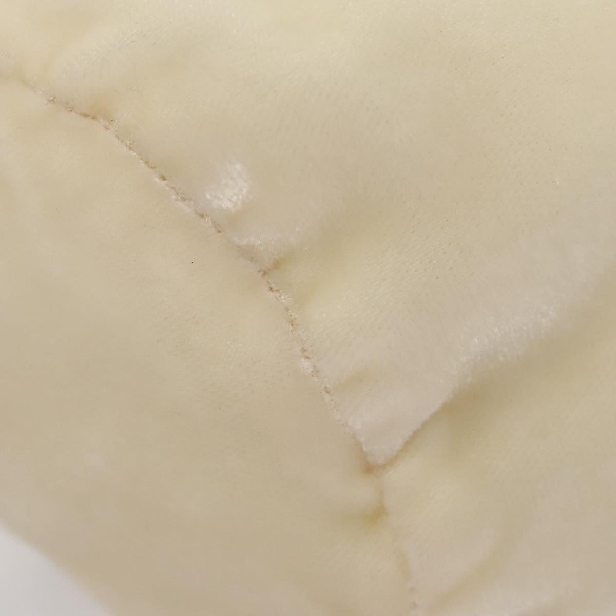 PRADA Accessory Pouch Velor Cream Auth 110839