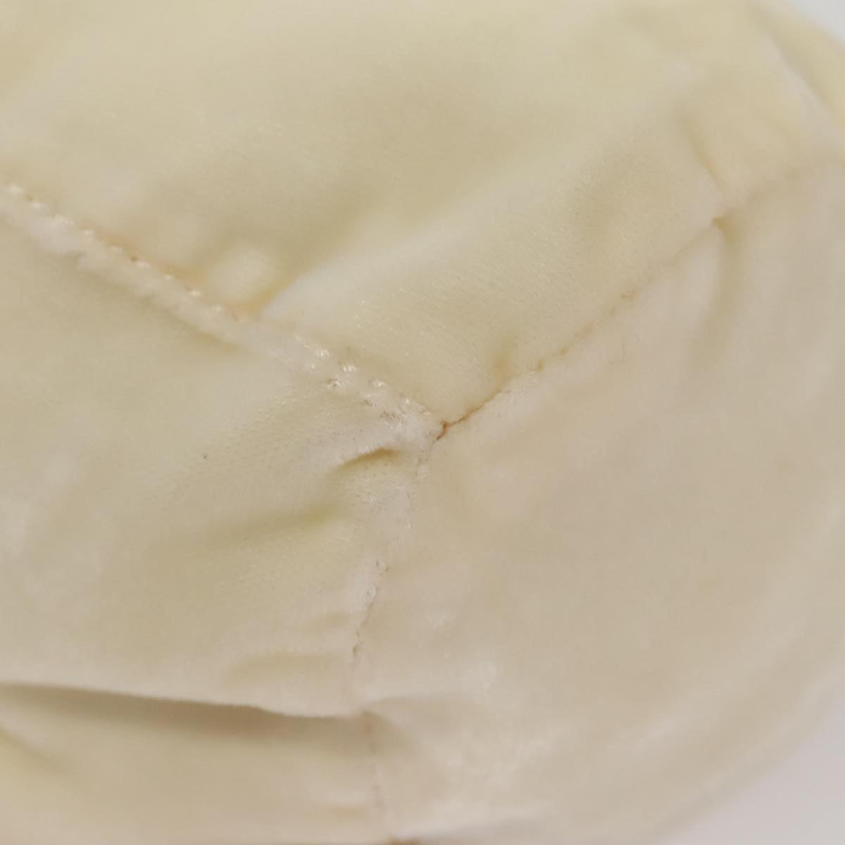 PRADA Accessory Pouch Velor Cream Auth 110839