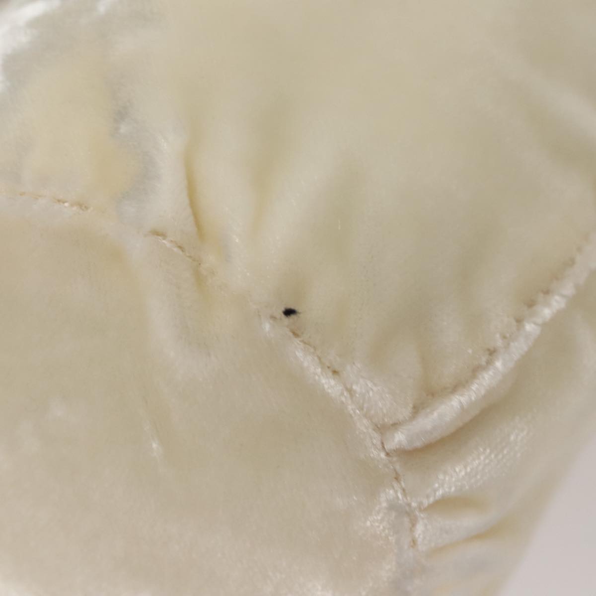 PRADA Accessory Pouch Velor Cream Auth 110839