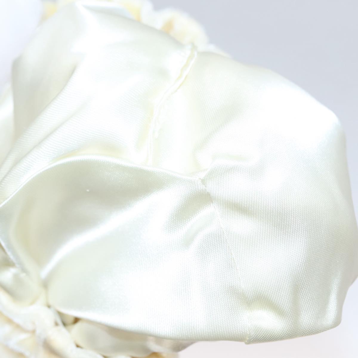 PRADA Accessory Pouch Velor Cream Auth 110839