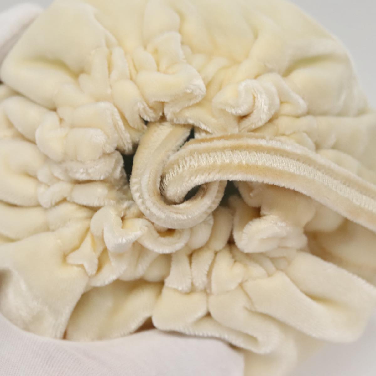 PRADA Accessory Pouch Velor Cream Auth 110839