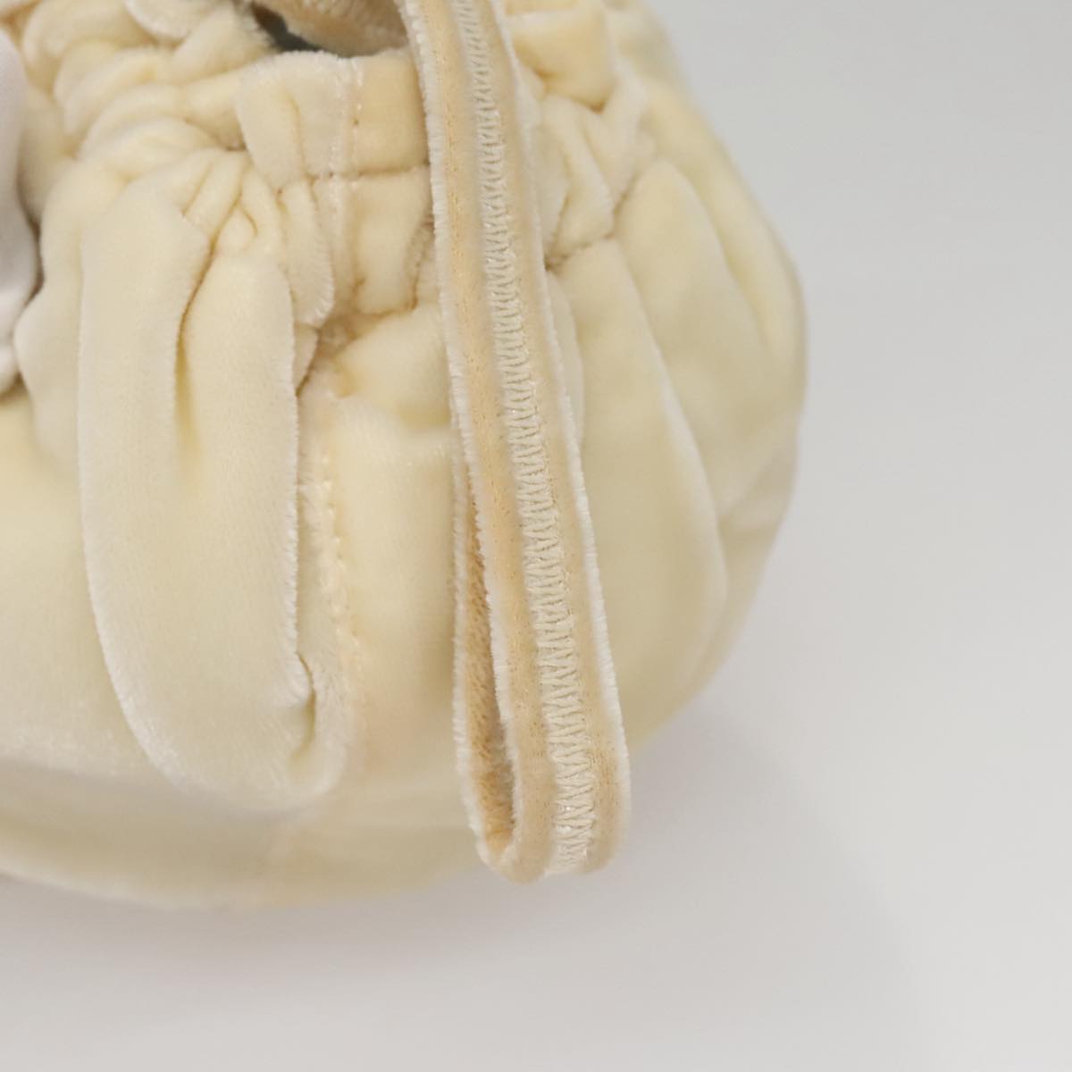 PRADA Accessory Pouch Velor Cream Auth 110839