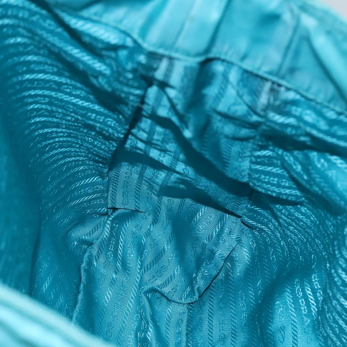 PRADA Shoulder Bag Nylon Turquoise Blue Silver Auth 110840