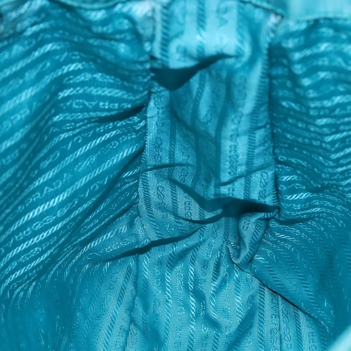 PRADA Shoulder Bag Nylon Turquoise Blue Silver Auth 110840