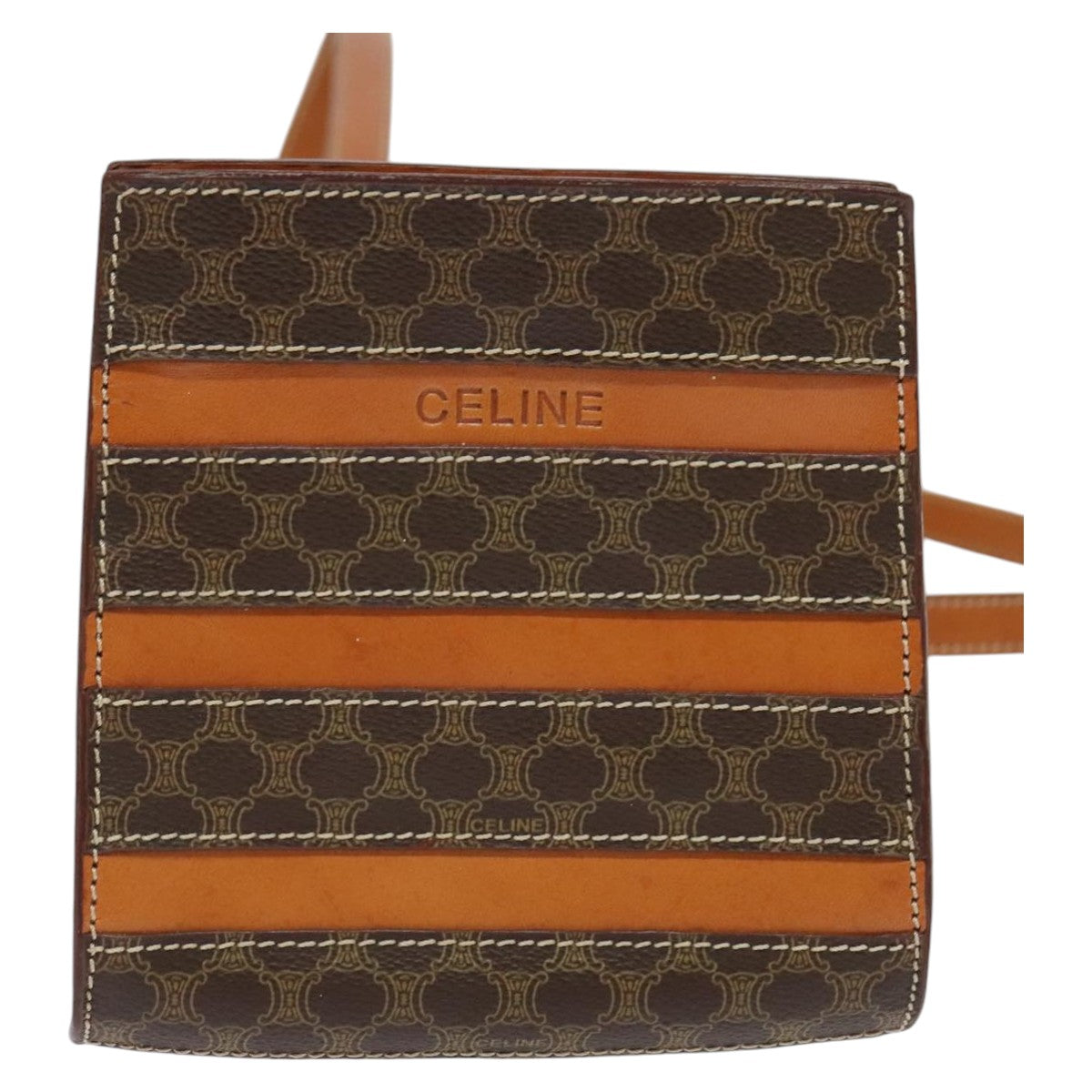 CELINE Macadam Canvas Backpack PVC Leather Brown Auth 110876