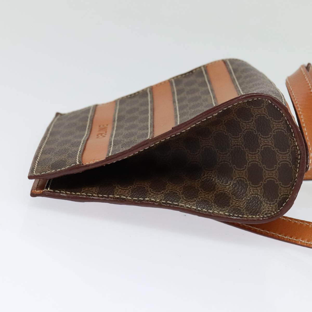 CELINE Macadam Canvas Backpack PVC Leather Brown Auth 110876