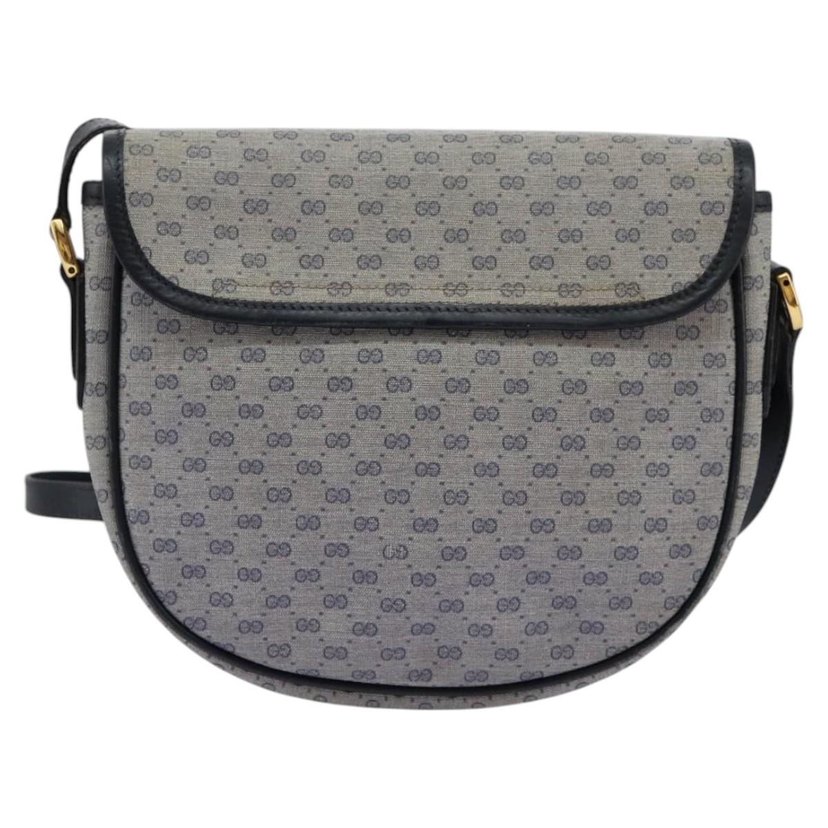 GUCCI Micro GG Supreme Shoulder Bag PVC Navy Gold 001 58 0930 Auth 110882