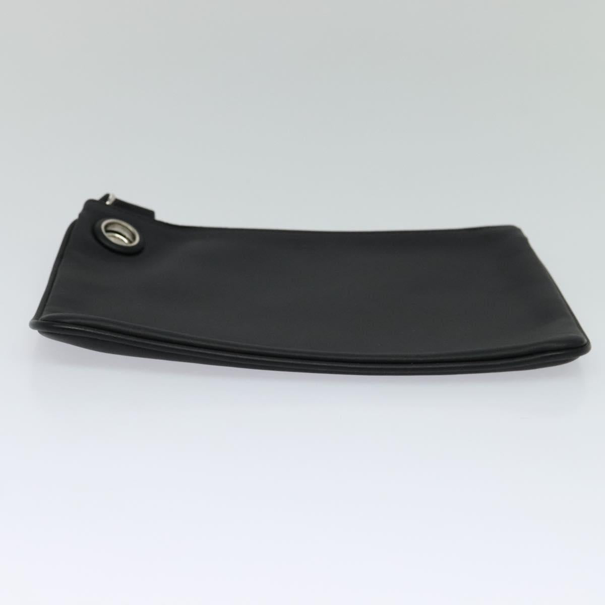 FENDI Triplet Clutch Bag Leather Black Auth 110887V