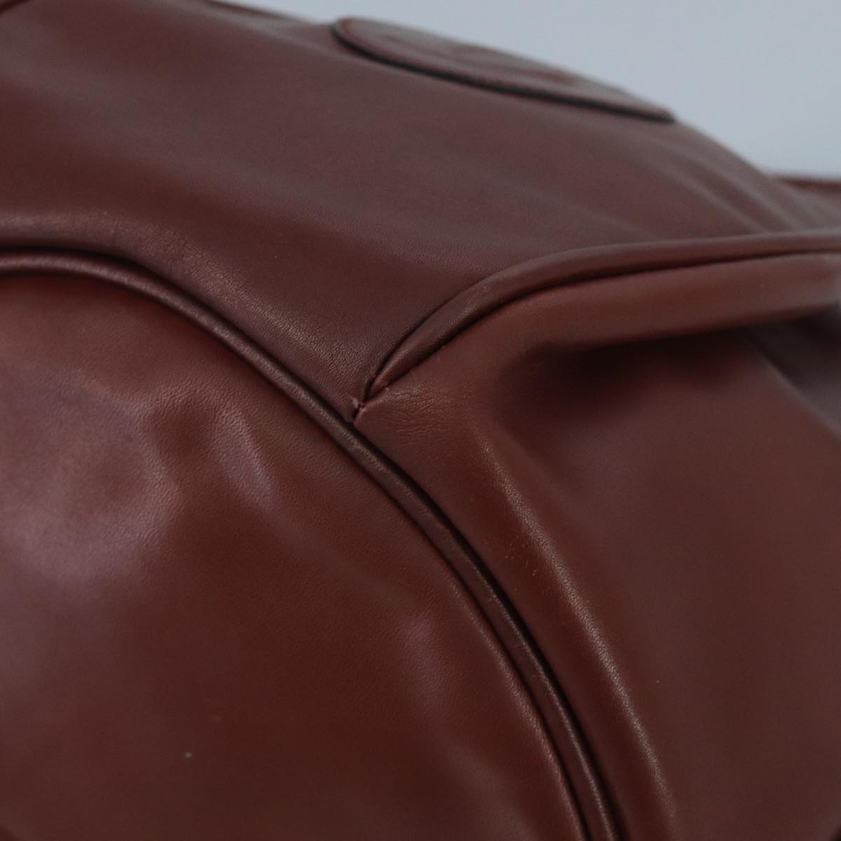 CARTIER Must Line Shoulder Bag Leather Bordeaux Gold Auth 111058