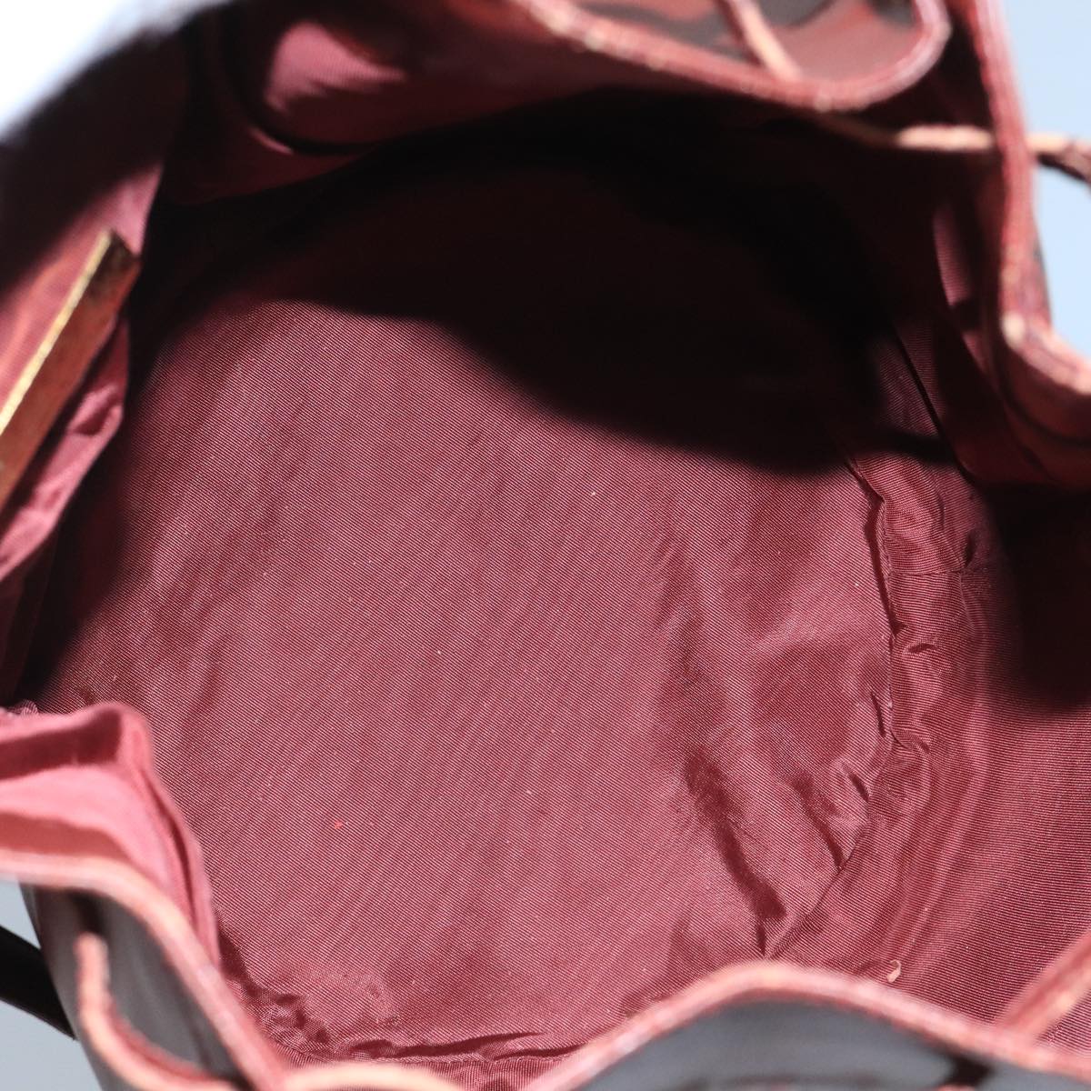 CARTIER Must Line Shoulder Bag Leather Bordeaux Gold Auth 111058