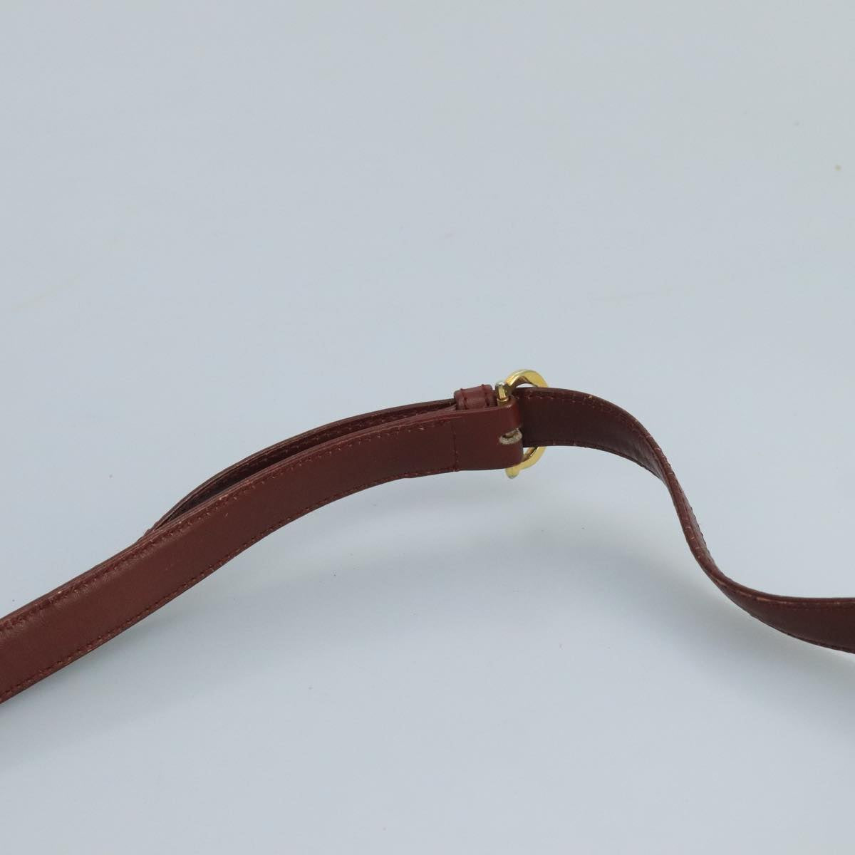 CARTIER Must Line Shoulder Bag Leather Bordeaux Gold Auth 111058