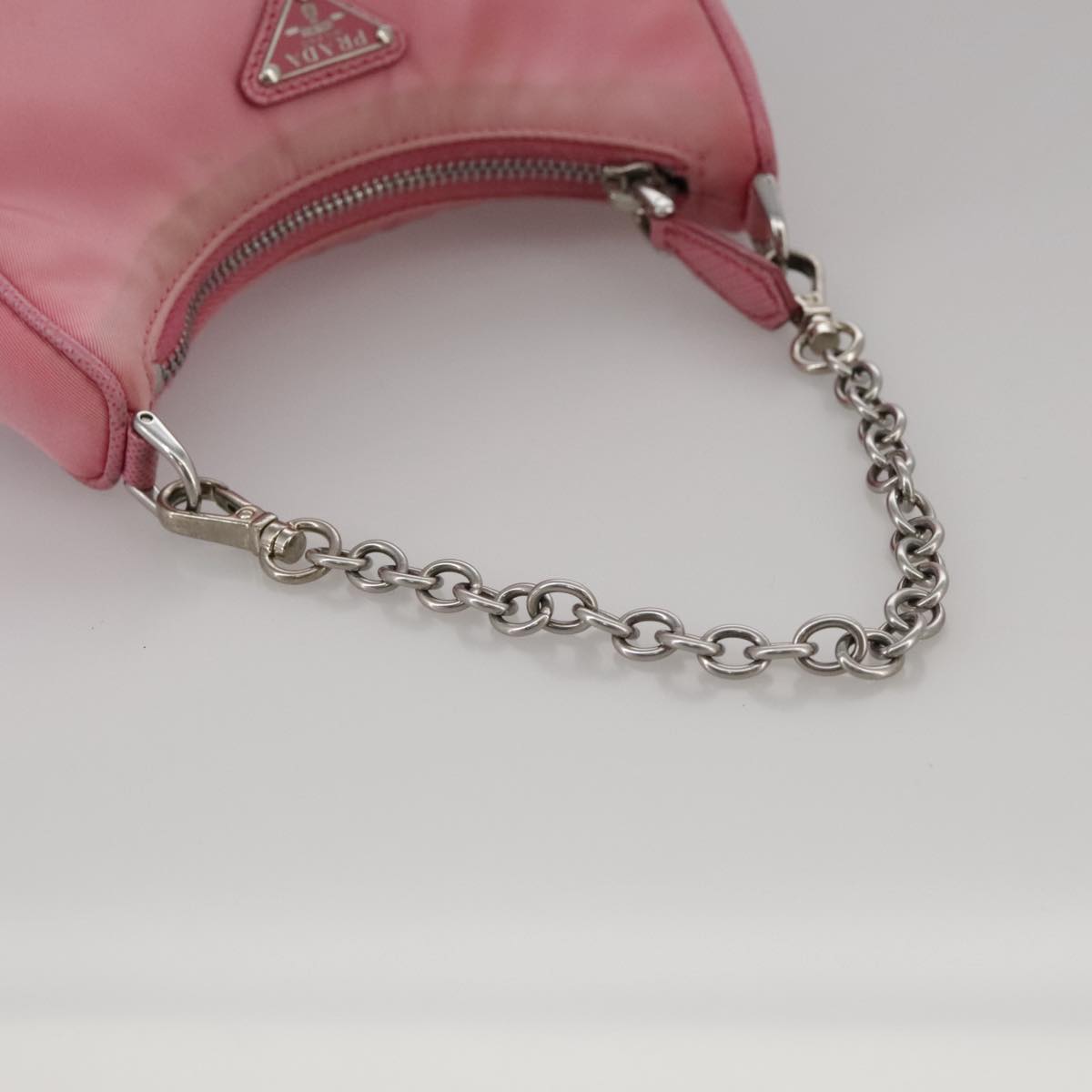 PRADA Shoulder Bag Nylon 2way Pink Silver Auth 111069