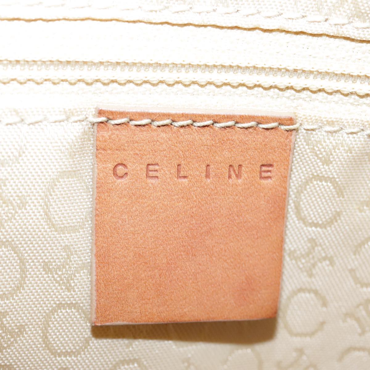 CELINE C Macadam Canvas Hand Bag Suede Leather Yellow Gold Auth 111108