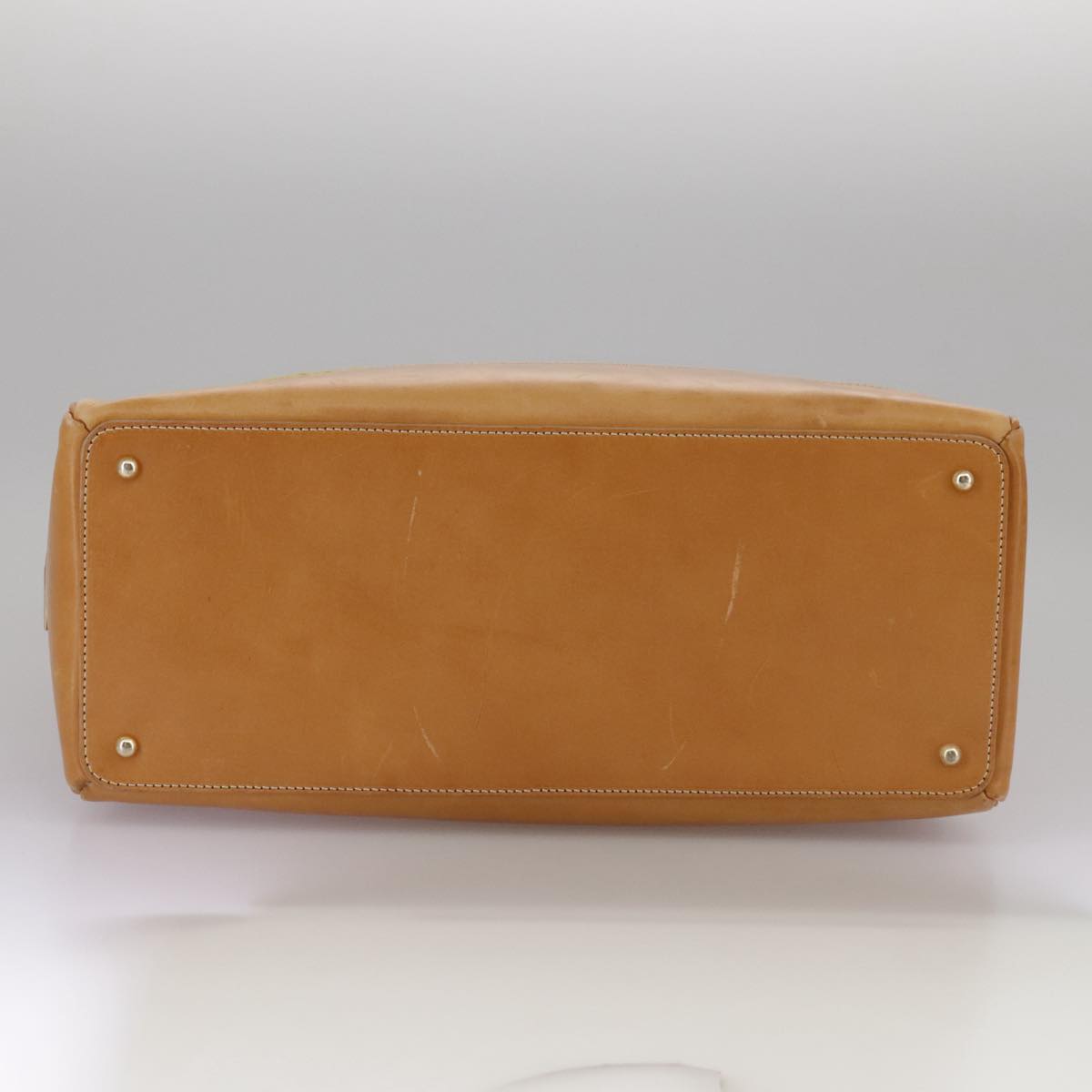 CELINE C Macadam Canvas Hand Bag Suede Leather Yellow Gold Auth 111108