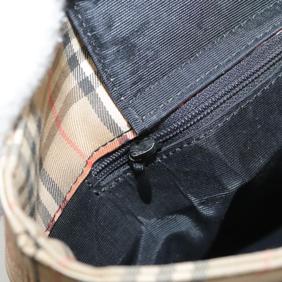 BURBERRY Nova Check Tote Bag Canvas Leather Beige Black gold Auth 111119