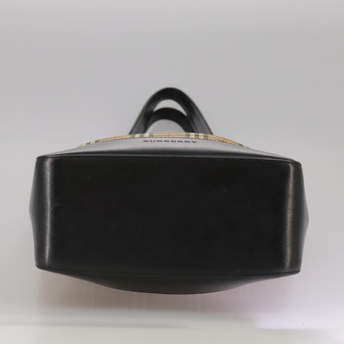 BURBERRY Nova Check Tote Bag Canvas Leather Beige Black gold Auth 111119