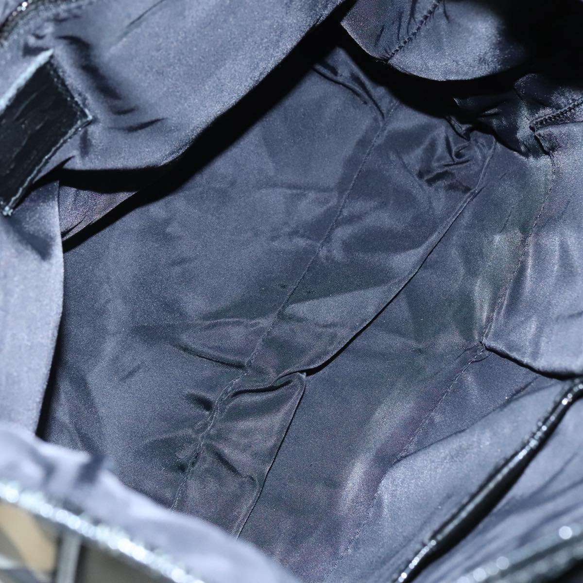 BURBERRY Nova Check Tote Bag PVC Enamel Gray Black Auth 111120