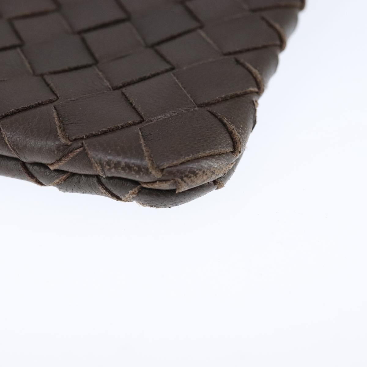 BOTTEGA VENETA INTRECCIATO Pouch Leather Brown Auth 111181