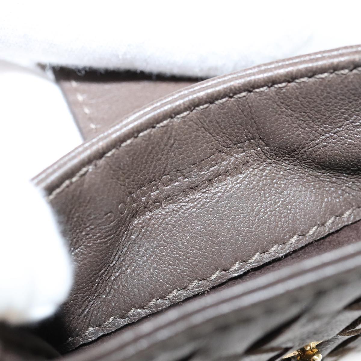 BOTTEGA VENETA INTRECCIATO Pouch Leather Brown Auth 111181