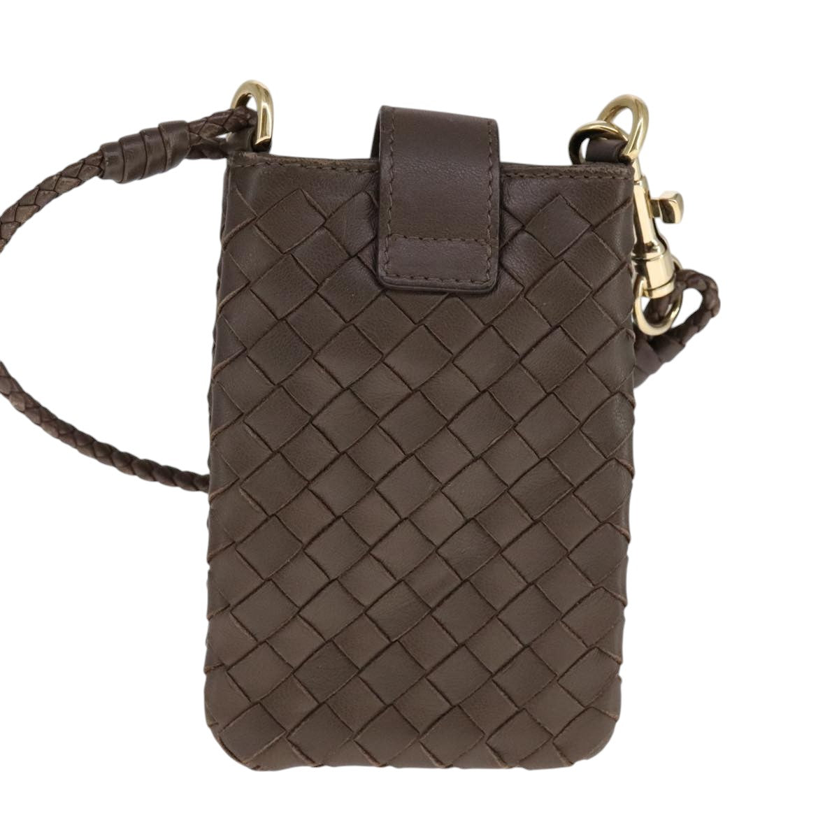BOTTEGA VENETA INTRECCIATO Pouch Leather Brown Auth 111181