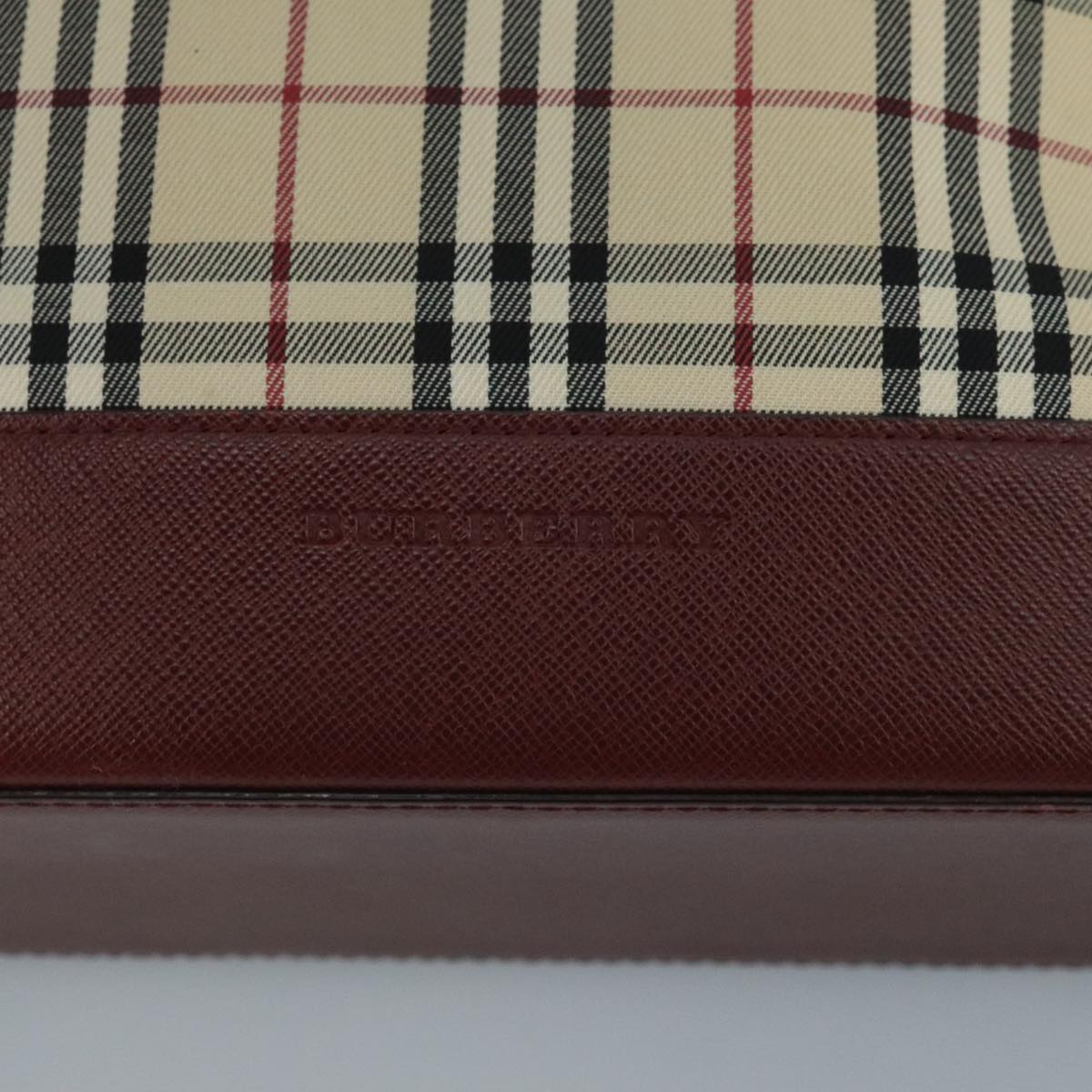 BURBERRY Nova Check Tote Bag Canvas Leather Beige Red gold Auth 111204
