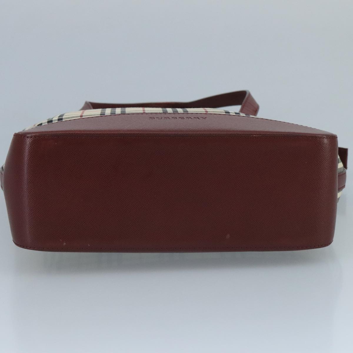 BURBERRY Nova Check Tote Bag Canvas Leather Beige Red gold Auth 111204