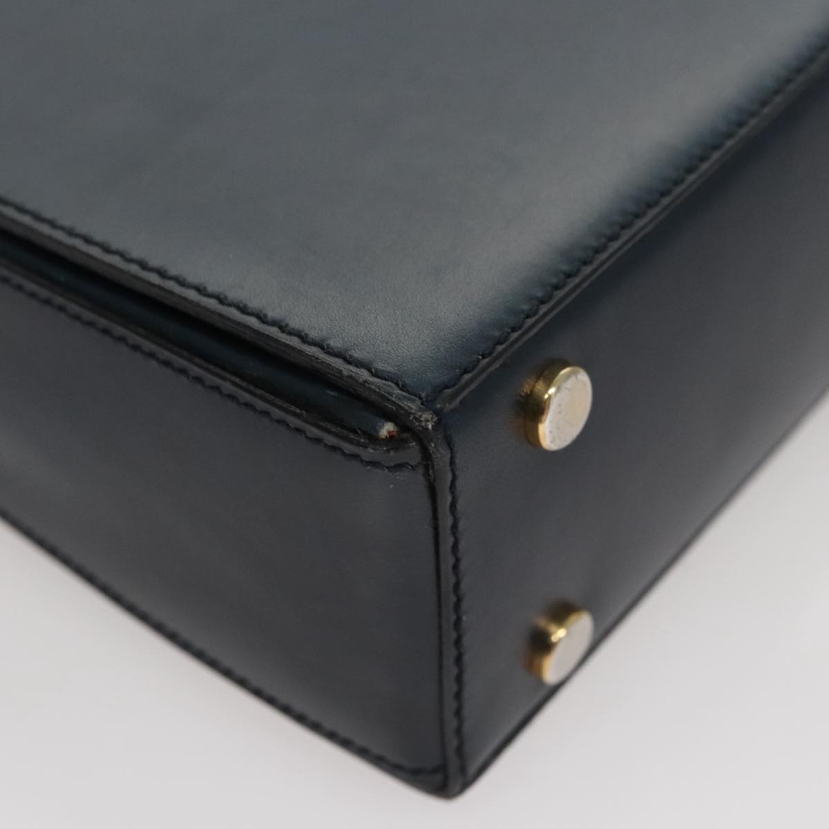 CELINE Hand Bag Leather Navy Red yellow Auth 111305