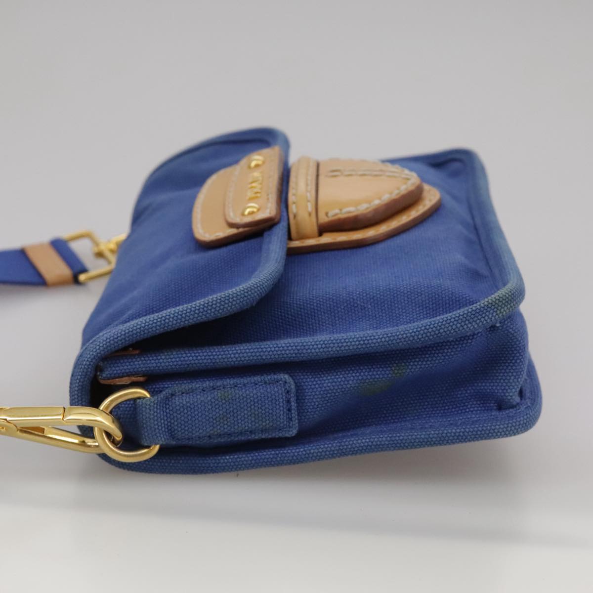 PRADA Shoulder Bag Canvas Blue Auth 111326